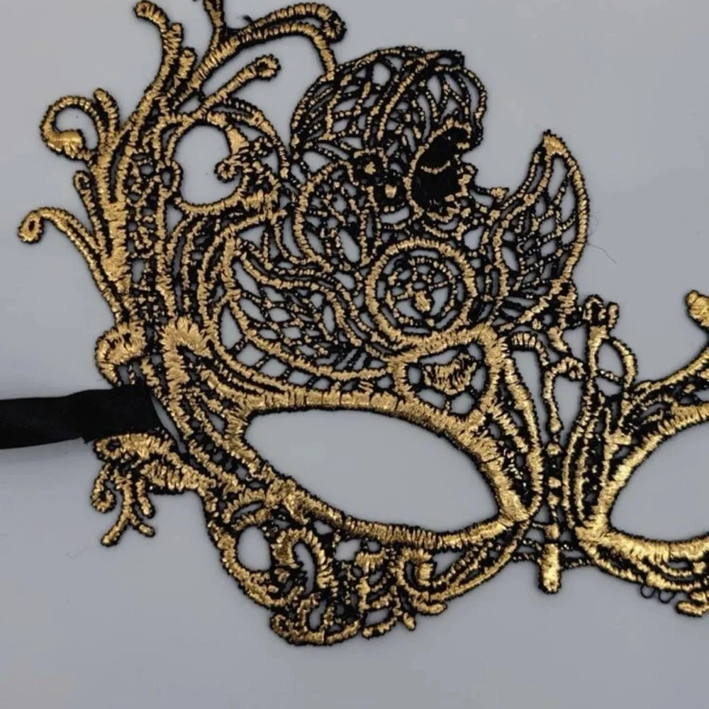 Stunning Gold Lace Masquerade Mask - Handcrafted for Mardi Gras & Parties! NEW